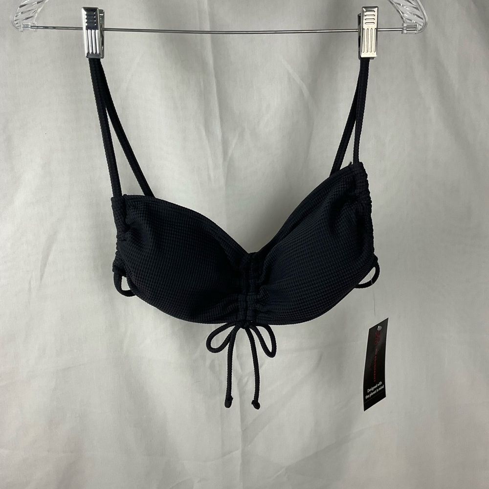 No Boundaries Black Bikini Top with Drawstring